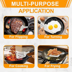 13.4 in Stainless Steel Spatula Set of 2, Heavy Duty Solid & Slotted Metal Spatula with Silicone Handle for Cast Iron Skillet, Egg, Burger and Grilling, Large