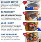 Mighty Susan Kitchen Organizer for Canned Goods: 2-Tiered Robust Turntable Organizer for Cabinet/Pantry. Steel Reinforced Holds Up To 30 lbs. Rotates 360° for Maximum Visibility. Includes 2 Bonus Bins