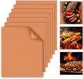 WIBIMEN Grill Mats for Outdoor Grill, Copper 7pcs Grill Mat, 100% Non-Stick PFOA Free 15.75 x 13, Heavy Duty, Reusable and Easy to Clean - Gas Charcoal & Electric BBQ
