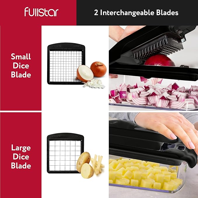 Fullstar The Original Pro Chopper - Vegetable Chopper and Spiralizer, Food Chopper with Container, Fruit Slicer, Kitchen Gadgets & Accessories, Home Essentials (2 in 1, Black)