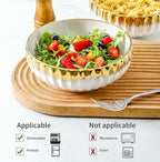 LETAOTAO Serving Bowls, 8 inch Large Salad Bowls, Ceramic Bowl Set of 2 White Bowl with Gold Trim, Kitchen Decorative Bowls Set for Kitchen, Salad, Soup, Pasta and Dinner(60 oz)