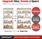 HOMEDANT White 5 Tier Laminated Boltless Heavy Duty Garage Storage Adjustable Wide Size Metal Shelving Unit Utility Rack Shelves Organization Shelf Shed Warehouse 47.7" W x 24.1" D x 71.3" H 3Pack