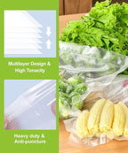 [2025 Upgraded] Bonsenkitchen 3 Rolls 11" x 16' + 3 Rolls 8" x 16' Vacuum Sealer Bags for Food with a Color Box, Easy to Store, Commercial Grade, BPA Free, Great for Food Storage or Sous Vide, VB22