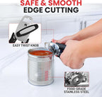 Zulay Kitchen Heavy Duty Stainless Steel Manual Can Opener – Ergonomic Soft Grip Handles, Smooth Edge Cutting Wheel & Large Built In Bottle Opener – Easy Turn Knob for Effortless Use - Black