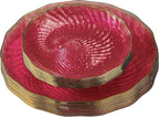 PLASTICPRO 30 Pack Plastic Plates Set of 15-10 inch Plate and 15-7 inch Plates, Elegant Clear Pink Spiral and Gold Rim Disposable Fancy Plate Premium Heavyweight