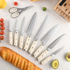 NANFANG BROTHERS Knife Set, 19-Piece Damascus Kitchen Knife Set with Block, ABS Ergonomic Handle for Chef Knife Set, Knife Sharpener and Kitchen Shears, Knife Block Set