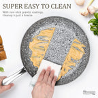 MICHELANGELO Frying Pan Set with Lid, 8" & 10" Granite Frying Pan Set with 100% APEO & PFOA-Free Stone Non Stick Coating, Granite Skillet Set with Lid, Nonstick Frying Pans 2 Piece - 8"+10"