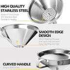 Anaeat Stainless Steel Kitchen Funnel, Multi-Use Premium Metal Food Grade Cooking Funnels with 2 Removable Strainer Filter for Transferring Liquid or Dry ingredients, Oils & 1 Pc Cleaning Brush (5.0")