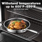 8-10 Inch Non Stick Frying Pans, Ceramic Coating NonStick Stainless Steel Pan Set, Tri-Ply Skillets and Pan Set with Lid, Cool-Touch Handle, Dishwasher and Oven Safe