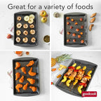 GoodCook 15” x 10.5” Nonstick Carbon Steel Baking Pan & Raised Wire Rack – Pizza Crisper, Crispy Bacon, Multipurpose Cooking Sheet Pan, Cooling Rack, Kitchen Cookware Set, Dishwasher Safe