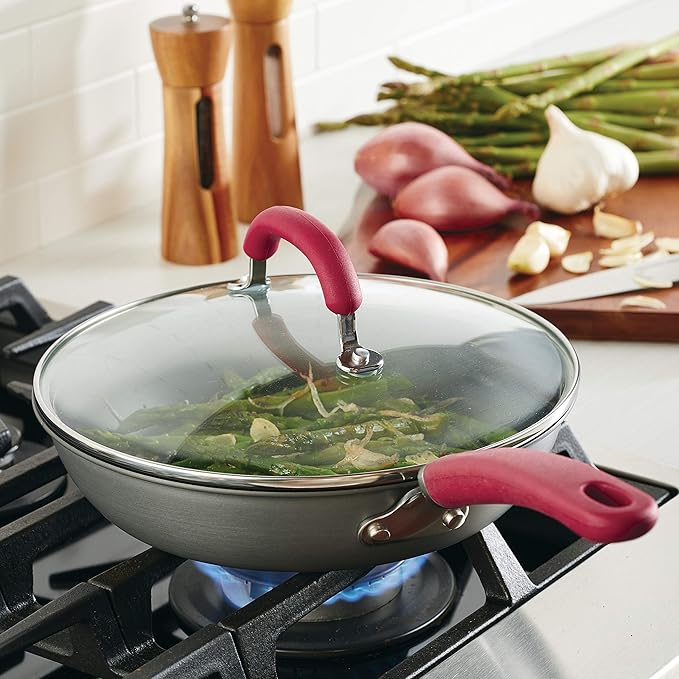 Rachael Ray Create Delicious Deep Hard Anodized Nonstick Frying Pan / Fry Pan / Hard Anodized Skillet - 10.25 Inch, Gray