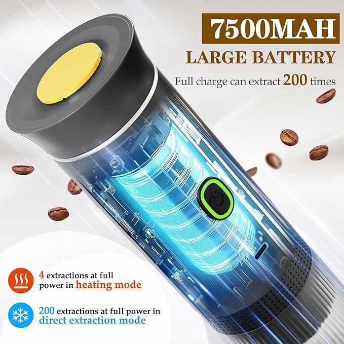 Portable Coffee Maker, Espresso Machine for camping, Travel Coffee Maker with USB-C, 3-in-1 Small Espresso Machine with Ground Coffee & Capsules (NS＆DG) for RV, Hiking, Office(Grey)
