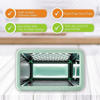 Spring Chef Professional 10" Parmesan Cheese Grater With Container, Stainless Steel & Soft Grip Handle, Handheld Kitchen Cheese Shredder, Box Grater with 4 Sides for Potato, Carrot, Veggie - Mint