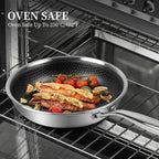 Stainless Steel Frying Pan Nonstick Frying Pan with Lid 10 Inch Honeycomb Stainless Steel Skillet Woks Pan for Gas Electric Induction Ceramic Stoves and Oven