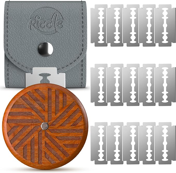 RICCLE UFO Wooden Bread Lame Slashing Tool, Dough Scoring Knife with 15 Razor Blades and Storage Cover (Rose Wood)