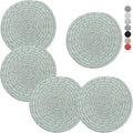 Trivets for Hot Dishes, Pots and Pans, 8 Inches Hot Pads 5 Pcs, Pot Holders for Kitchen, Heat Resistant Mat Protect Counter, Coasters Set Home Essentials Farmhouse Decor (Green)