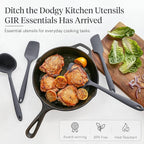 GIR: Get It Right 5 Piece Silicone Essentials Kitchen Utensils Set - Ladle, Spatula, Flip, Spoon & Spoonula - Non-Toxic Cooking Utensils for Nonstick Cookware, Cooking and Baking - Charcoal
