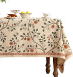 ISAENNE Designer Floral Long Rectangle Tablecloth,French Linen Light Beige Indoor Table Cloth,Fall Wrinkle Resistant Decor Tablecloths for Dining Thanksgiving Kitchen Party,63"*102"-Flora A