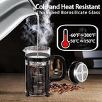 French Press Coffee Maker 304 Stainless Steel Coffee Press,with 4 Filters System, Heat Resistant Thickness Borosilicate French Press Glass, BPA-Free Brewed Tea Pot Coffee Plunger(Copper 12oz)