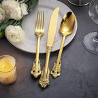 KEAWELL Luxury 20 Pieces 18/10 Stainless Steel Flatware set, Service for 4, silver plated with gold accents, Fine Silverware set and Dishwasher Safe (Gold)