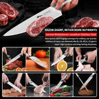 MAD SHARK Knife Set for Kitchen with Block, 17pc Cutlery Set, Built-in Sharpener, German Stainless Steel, Non-slip Ergonomic Handle, Dishwasher Safe