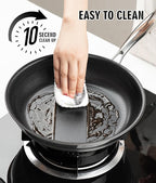 Nonstick Frying Pan Set with 3 Lids, 6 Piece Non-Toxic Titanium Ceramic Skillet, 8, 10 & 12 Inch Stainless Steel Pans, PFAS/PFOA/PTFE Free, Dishwasher & Oven Safe, All Cooktops Compatible