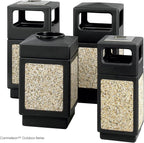 Safco Canmeleon Trash Can, 30 Gallons, Indoor and Outdoor Use, Durable & Weather-Resistant Commercial Garbage Can with Ashtray and Stone Panels, Black