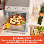 bella Air Fry Toaster Oven, 7 Preset Cooking Options, Dishwasher-Safe EverGood Coated Trays Included, 60-Minute Auto Shutoff w Audible Timer, Power Indicator Light, 1700 Watt, Oatmilk