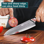 FINDKING Nebula Series Chef Knife with ABS Sheath, Multipurpose Japanese Gyuto Knife, 10Cr15CoMov Damascus Steel Blade, Resin and Figured Sycamore wood Handle, Full Tang, 8 Inch, Blue, for Meat