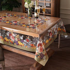 Clear Table Cover Protector Vinyl PVC Rectangle Table Cloth with Floral Fruit Pattern Oil Spill Proof Plastic Tablecloths for Dining Tables Parties Holidays (Floral Fruit, 52 x 70 Inches)