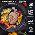 8 Inch Frying Pan Tri-Ply Stainless Steel & Nonstick, 8" Omelet Pan PFAS-Free, Skillet with Stainless Steel Cool Handle, 8 Non Stick Fry Pan, Oven Safe, Dark Blue