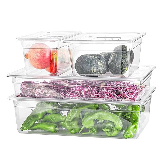 6 PCS Lids Universal 1/2 Size Polycarbonate Clear Food Pan Lids with Handle Dishwasher Safety Food Storage Container Cover for Party Food Prep Table Hotel BPA Free