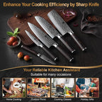 XINZUO Kitchen Cutting Knife Set of 5 Piece,67 Layers Hammered Damascus Blade,Razor Sharp Japanese-Style Chef Knife Set with Pakkawood Handle,Gift Box