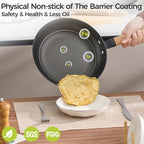 YUTANN 12 Inch Non-stick Frying Pan,Pre-seasoned Cast Iron Skillet with Detachable Wooden Handle,Lightweight,Dishwasher Oven Safe (500°F)