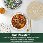 8 Inch Trivets for Hot Dishes, Hot Pots and Pans, Thick Heat Resistant Large Coaster for Kitchen, Hot Pads, Kitchen Essentials, Kitchen Decor for Table & Countertop with Storage Basket, 5 Pcs