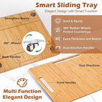 Joy&Grace Appliance Slider for Kitchen Appliances 360° Rolling Sliding Tray for Coffee Maker Countertop, Bamboo Coffee Pot Slider Rolling Tray (Natural, Large 16"x13")