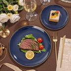 bUCLA 200PCS Blue Plastic Plates - Navy Blue Disposable with Gold Rim Include 100 Each (10 inch Dinner & 7 inch Dessert) Plates, Ideal for Party & Gathering