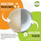 Raj Disposable Palm Leaf Bowls (50 Count, 4" Bowl) Strong Bowls Like Bamboo Party Bowl - Decorative Compostable Tableware for Lunch, Dinner, Birthday, Outdoor, BBQ, Picnic, Parties