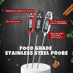 6 Pcs Instant Read Meat Thermometer with Long Probe 9.65 Inch Kitchen Cooking Food Candy Waterproof Digital Thermometer for BBQ Water Milk Yogurt Liquid (Round&Square Ring,Black,White,Red)