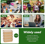 50-Pack 19oz Disposable Kraft Paper Bowls with Lids and Forks, Disposable Meal Prep Containers Bowls Disposable Food Prep Container with Lids, Freezer and Microwave Safe for Hot Soup Cold Food Takeout