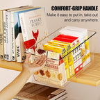 Set of 4 Clear Plastic Storage Bins, 2 Large +2 Small Pantry Organizers and Storage Containers for Kitchen Organization, Home Storage Essentials for Cabinet, Office, Garage, Freezer& Bathroom