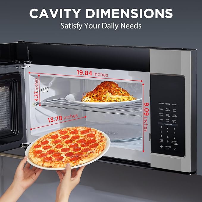 BLACK+DECKER EM044KB19 Over The Range Microwave Oven with One Touch, 1000 Watts, 400 CFM and Auto Cooking, OTR 1.9 Cu.ft