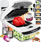 Fullstar The Original Pro Chopper - Vegetable Chopper and Spiralizer, Food Chopper with Container, Fruit Slicer, Kitchen Gadgets & Accessories, Home Essentials (8 in 1, White)