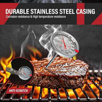 2 Pack Stainless Steel Meat Thermometer, Safe Leave in Oven, 2.5-in Extra-Large Dial Food Thermometer for Cooking, Temperature Probe for Baking, Steak, Turkey - Kitchen Gadgets - Silver