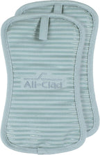 All-Clad Premium Pot Holder & Heating Pad, (2-Pack) Heat Resistant to 500 Degrees, 100% Cotton 10"x6.25" for Kitchen and Barbeque, Rainfall