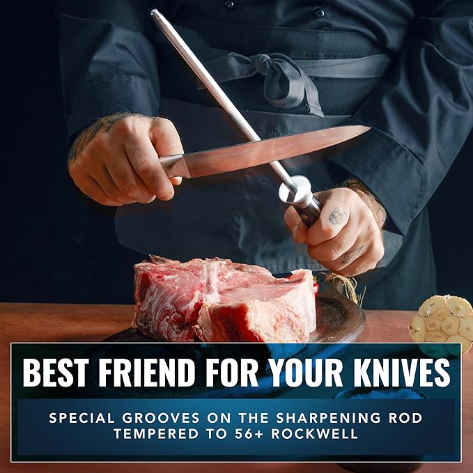 Cutluxe Honing Rod, Sharpening Steel for Kitchen Knives – 12" Honing Steel – Ergonomic Handle Design – Artisan Series