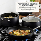 All-Clad HA1 Hard Anodized Nonstick Pots and Pans Set Non Stick Cookware Sets, Oven Broiler Safe 500F, Black