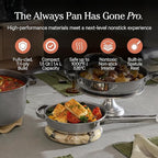 Our Place Titanium Mini Always Pan Pro - 8.5” (1.48 Qt) No-Coating Nonstick Skillet | Tri-Ply Titanium & Stainless Steel | Safe for Oven, Induction & Cooktops up to 1000°F | Includes Spatula | Chrome