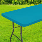 homing Rectangle Table Cloth Cover, Waterproof Polyester Elastic Fitted Tablecloth, Fits for 8 Foot Folding Tables, Washable Table Protector for Picnic, Camping, Outdoor (Teal, 30" x 96")