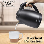 COOK WITH COLOR Electric Kettle - Rapid Boil, Sleek Design, and Safety Features - Great for Quick and Easy, Stainless Steel Black, 1.7 Liters